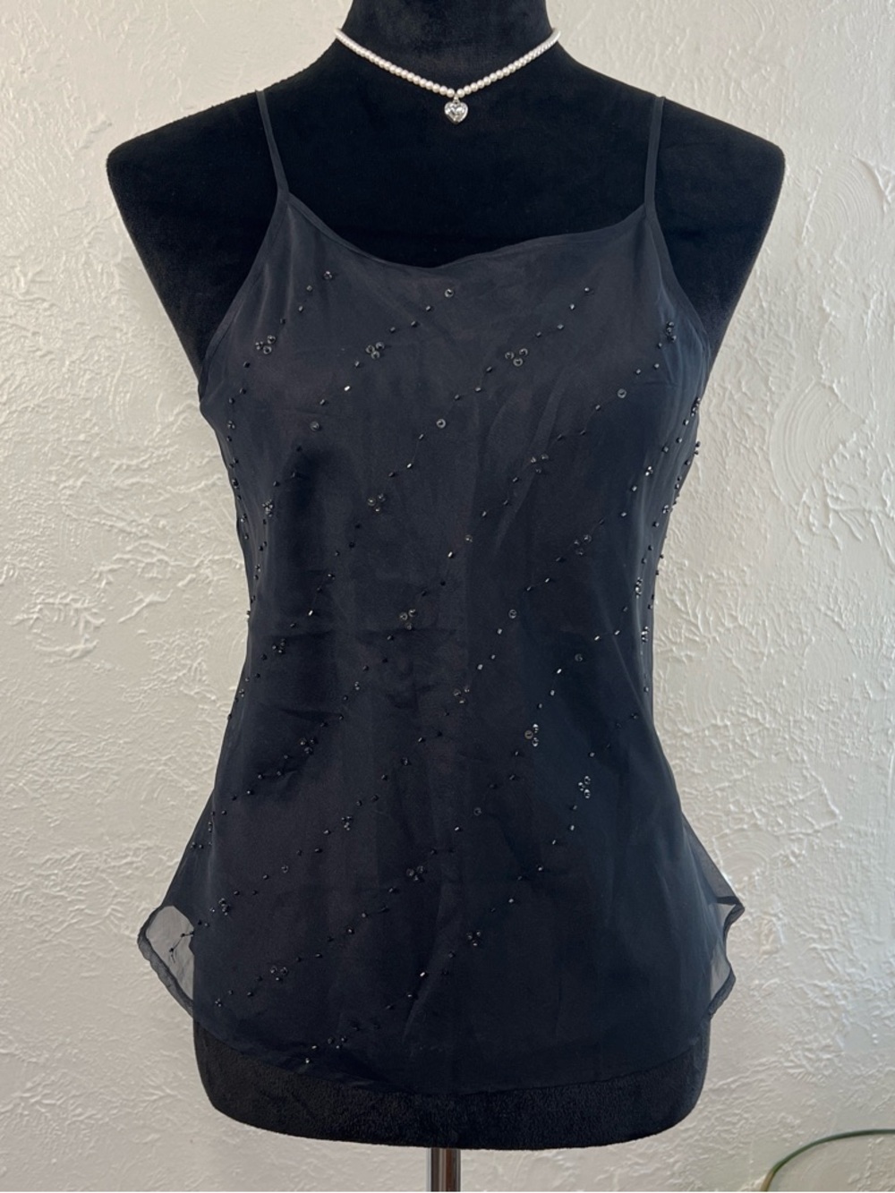 Merona Black silk Beaded cami